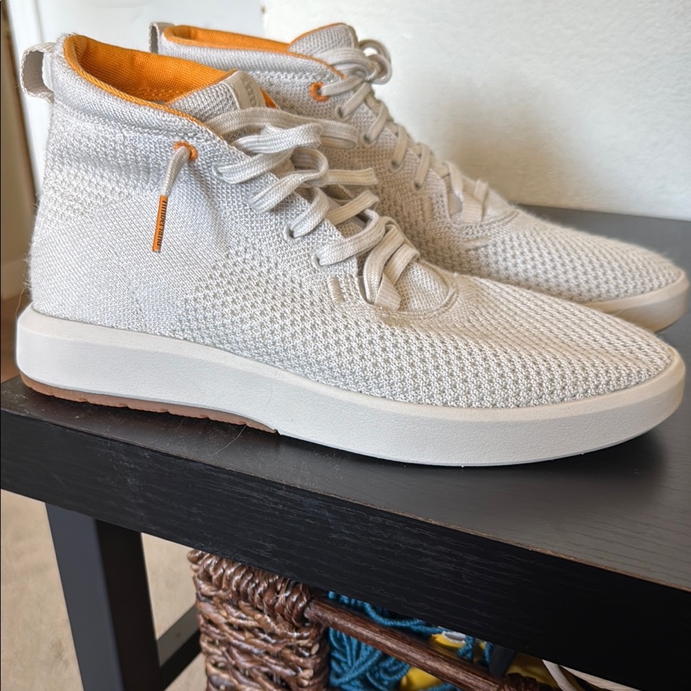 Men's Knit High-Top Sneakers - Cream